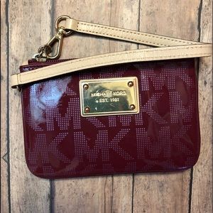 Michael Kors Cranberry Patent Leather Wristlet